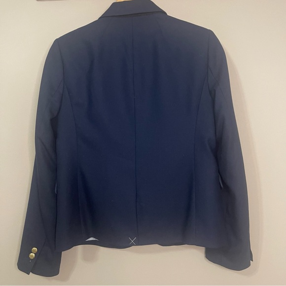 J. Crew Factory Schoolboy Blazer 8 Navy Wool Blend Gold Buttons Office NEW! - Picture 4 of 10